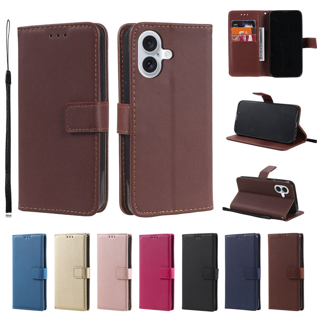 Solid Color Business cuir Flip carte étui de téléphone