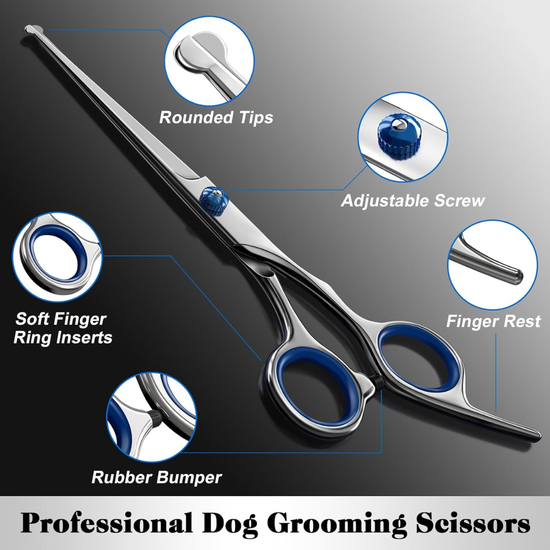 Kit de ciseaux pour chat de chien 4 en 1 professionnel avec conseils de sécurité
