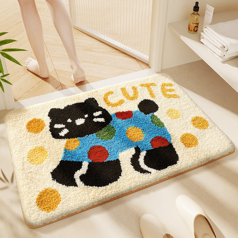 Tapis de bain de salle de bain de faux-cashmere épais