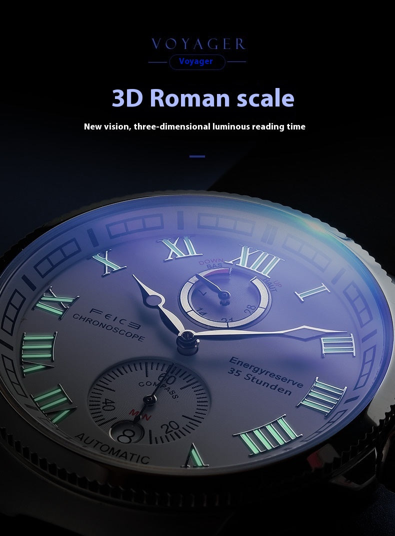 Montre mécanique automatique étanche hommes lumineux