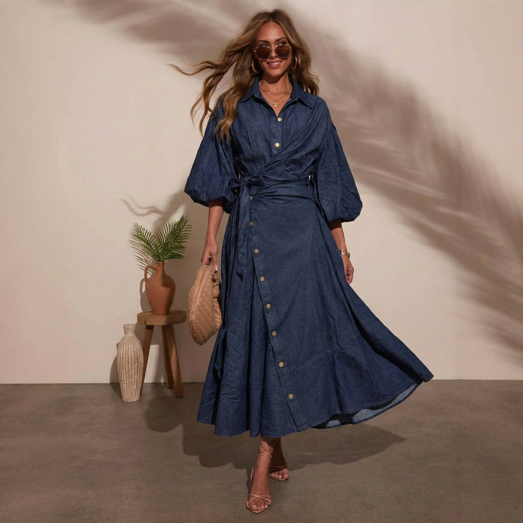 Robe à manches longues en dentelle pour femmes
