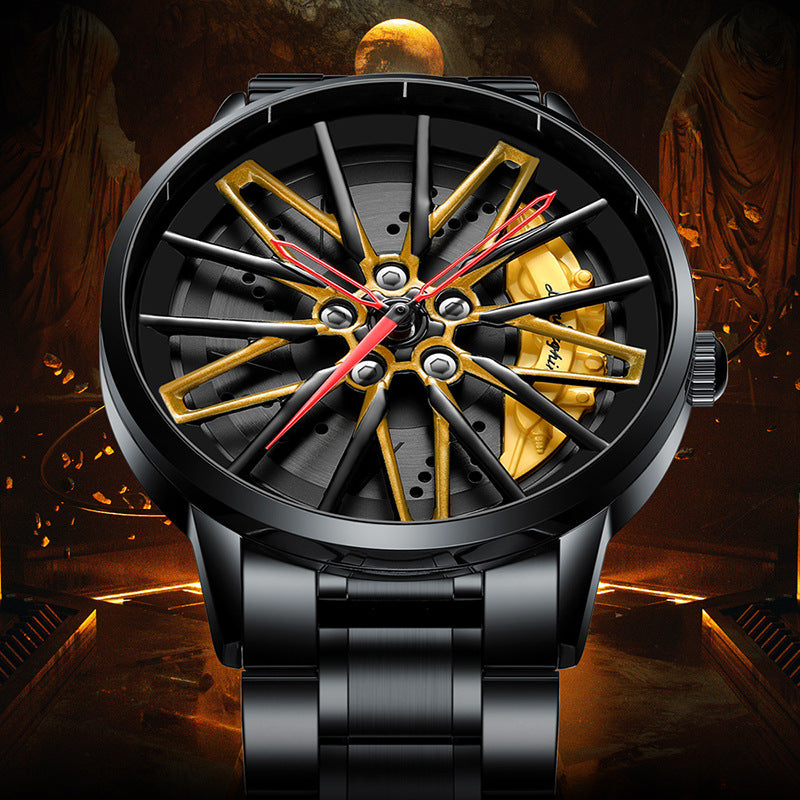 Montre Quartz Homme forgée de voiture Kini Hollow à trois dimensions