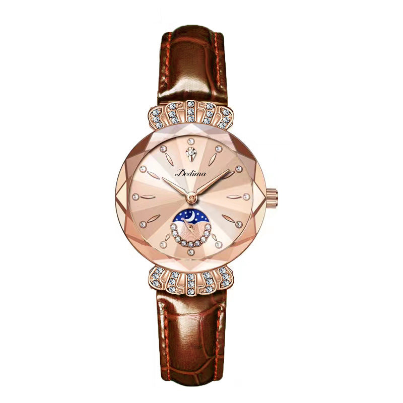 Femmes Diamant-embelli résistant à l'eau Bracelet en acier Casual Luxury Watch