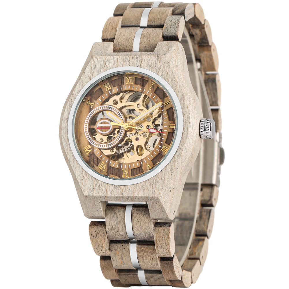 Montre mécanique pour hommes à cadran romain ouvert
