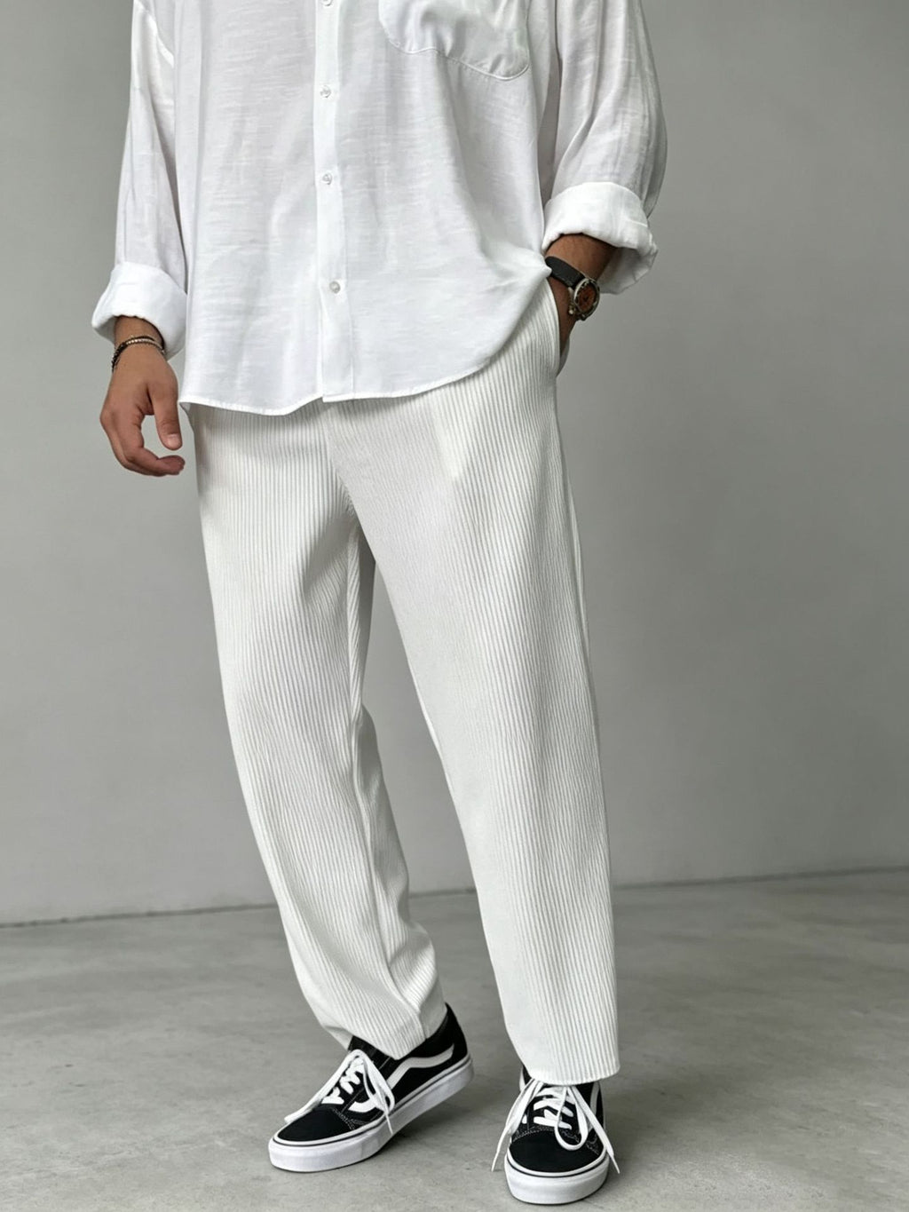 Pantalons décontractés à jambe droite pour hommes