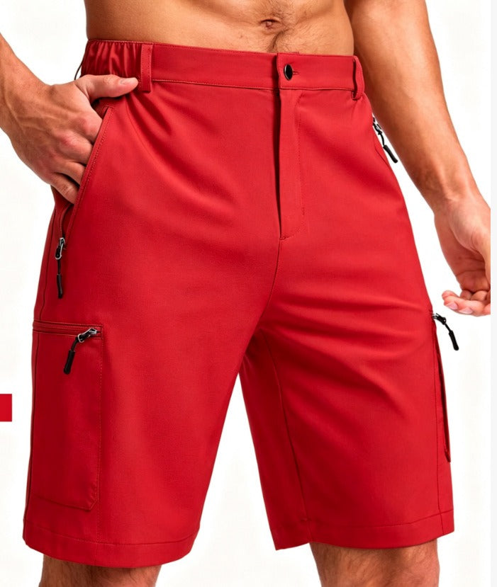 Cargo Shorts homme Multi poches zippées Elastic Waist Quick Dry 2 Couleurs Randonnée en plein air