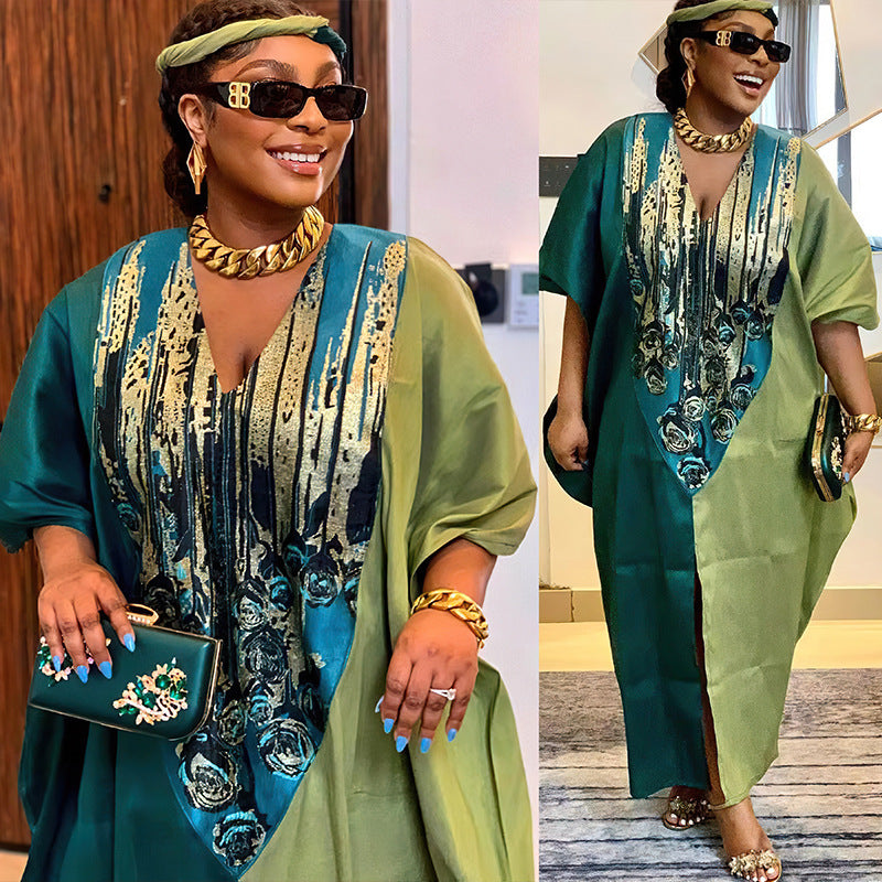 Style ethnique Loose Plus Taille Robe d'appariement couleur
