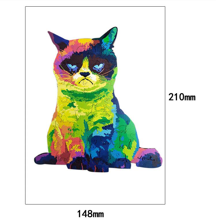 Irrégulier Chat arc-en-ciel Inconfortable Chat bois Puzzle Conseil Jouet de développement de l'intelligence