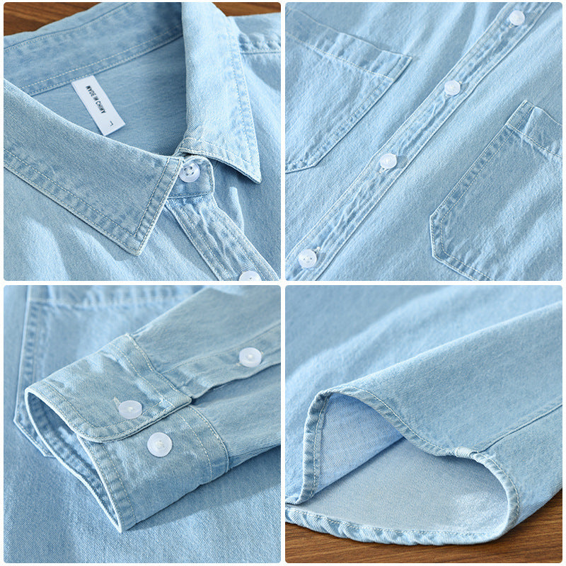 Veste de denim de coton manches longues pour hommes