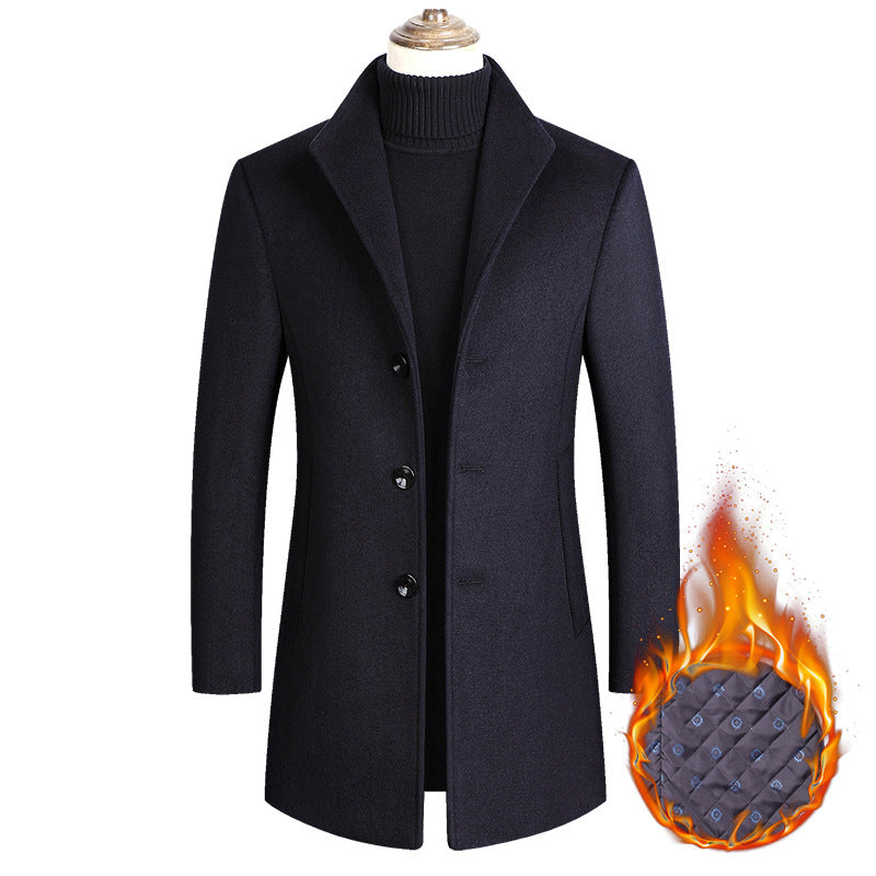 Manteau pour hommes d'âge moyen Collar Woolen