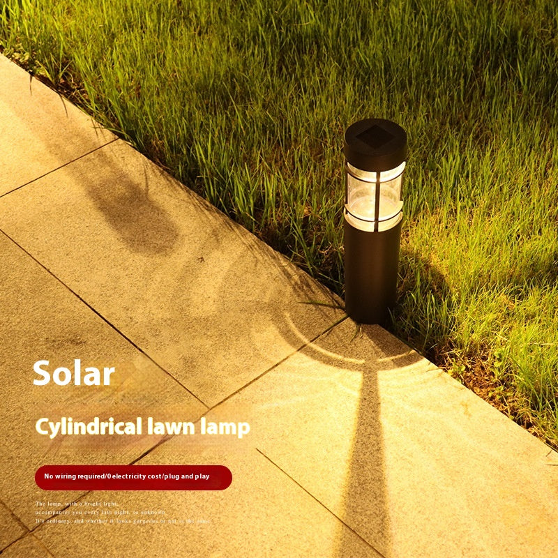 Lampe de pelouse extérieure solaire cylindrique étanche