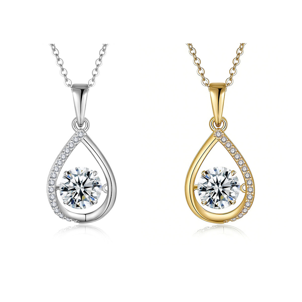 S925 Argent Sterling 1ct D Couleur VVS1 Moissanite Collier Teardrop 45cm Plat Or Platine