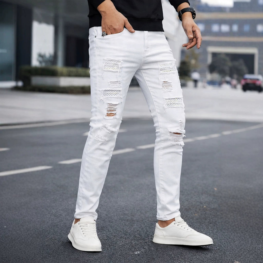 Jeans denim pour hommes perlés