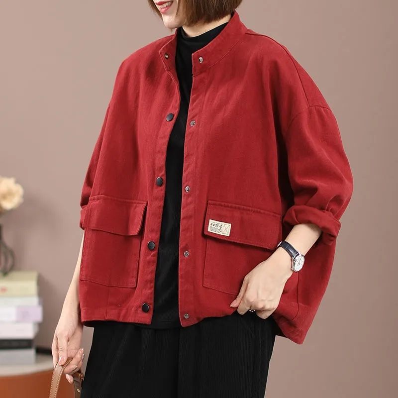 Bouton-down Veste denim style travail pour veste casual dames