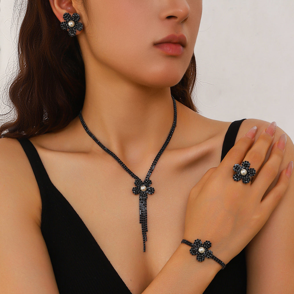 Ensemble de bijoux femme longue fleur Tassel Claw Chain