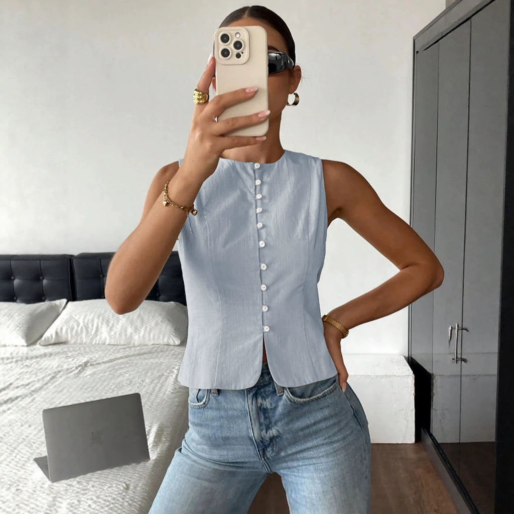 Top Veste casual simple et élégant en couleur solide