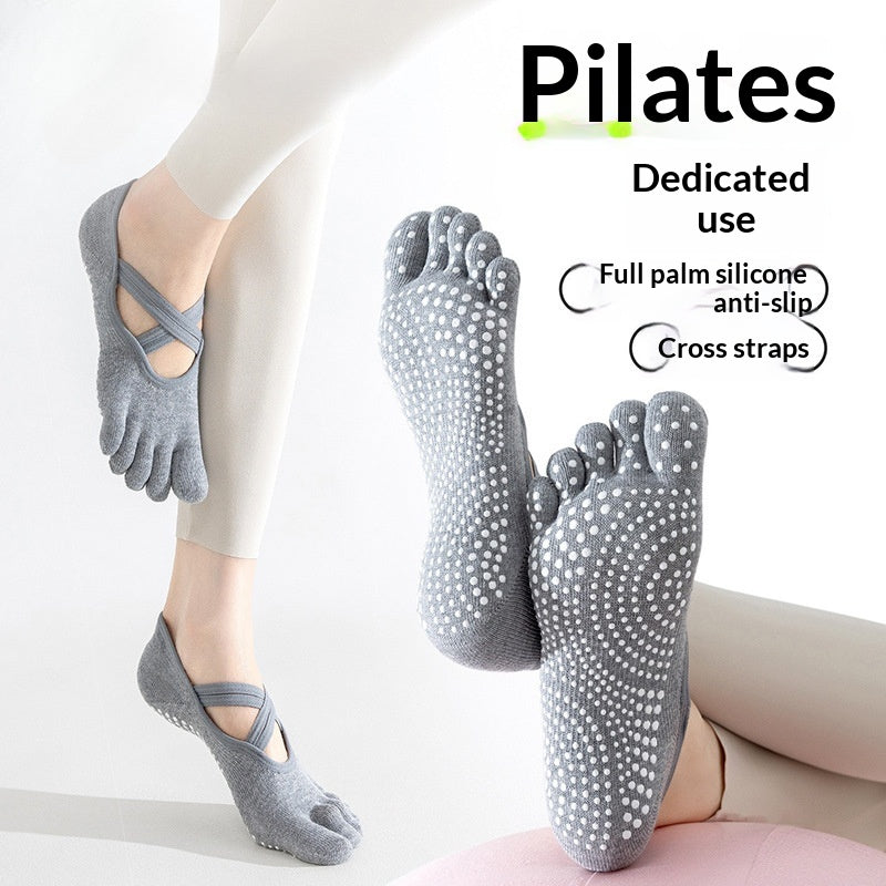Chaussettes de yoga professionnelles de sport d'intérieur pour femmes Chaussettes de séparation des orteils à cinq pieds