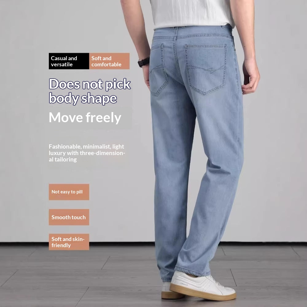 Jeans en soie glacée de couleur claire