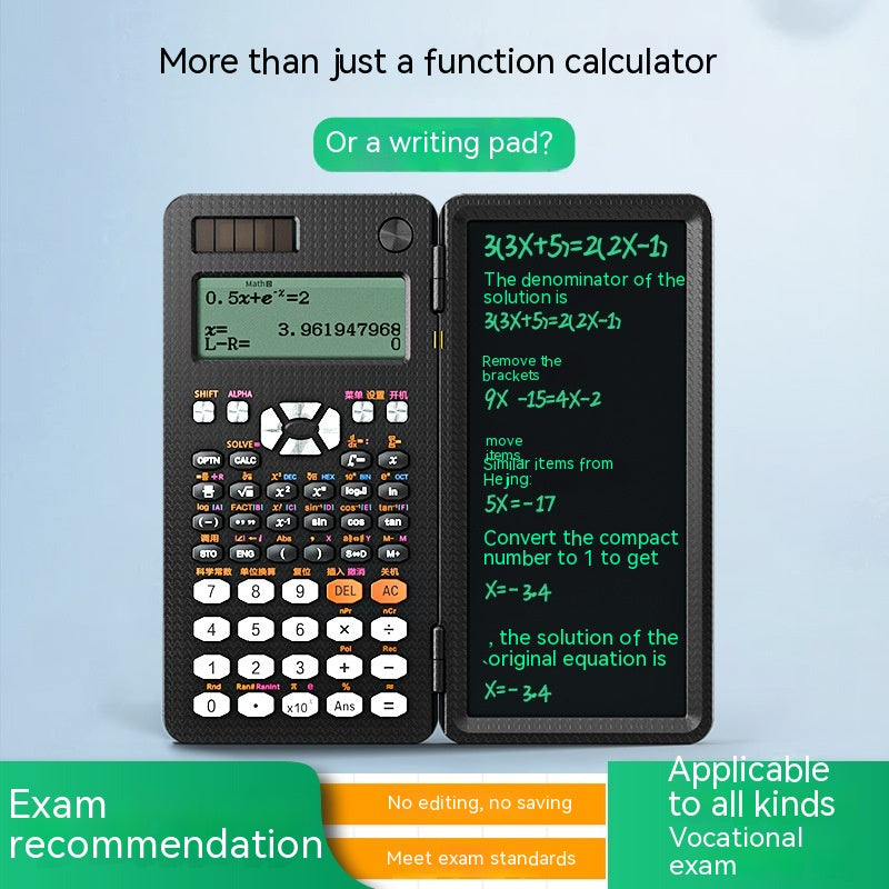 2 En 1 Calculatrices scientifiques pliables Calculatrice de la fonction d'apprentissage de tablette d'écriture Fol