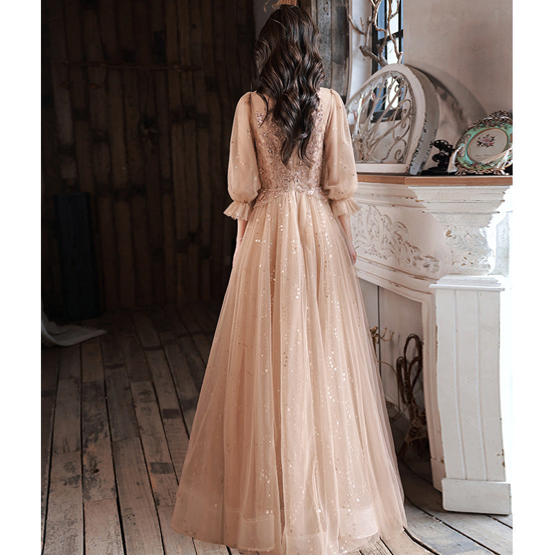 Robe de soirée Banquet d'hôte Maid Of Honor Long Sleeves