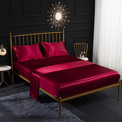 Ensemble de literie satinée Queen King Size Lit Fitted Sheet 4 pièces