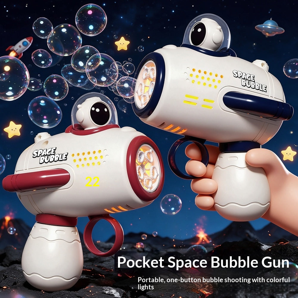 Space Astronaut Pocket Mini Bubble Gun Jouet de lumière électrique entièrement automatique pour enfants