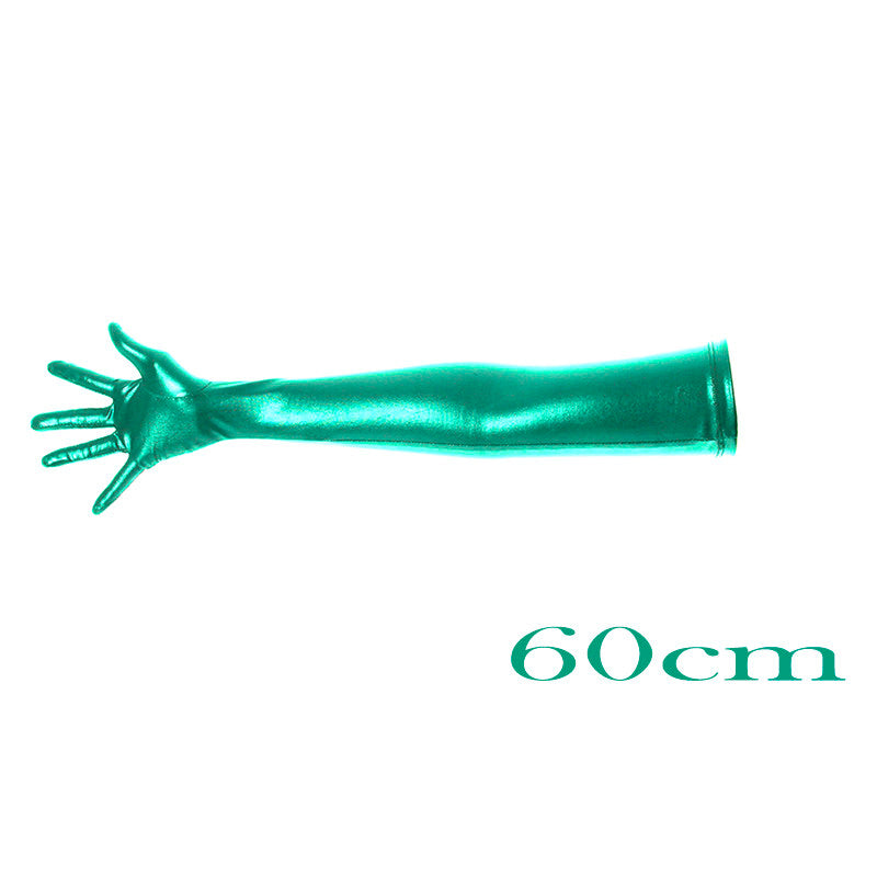 Gants d'estampage et de déguisement de long en or brillant