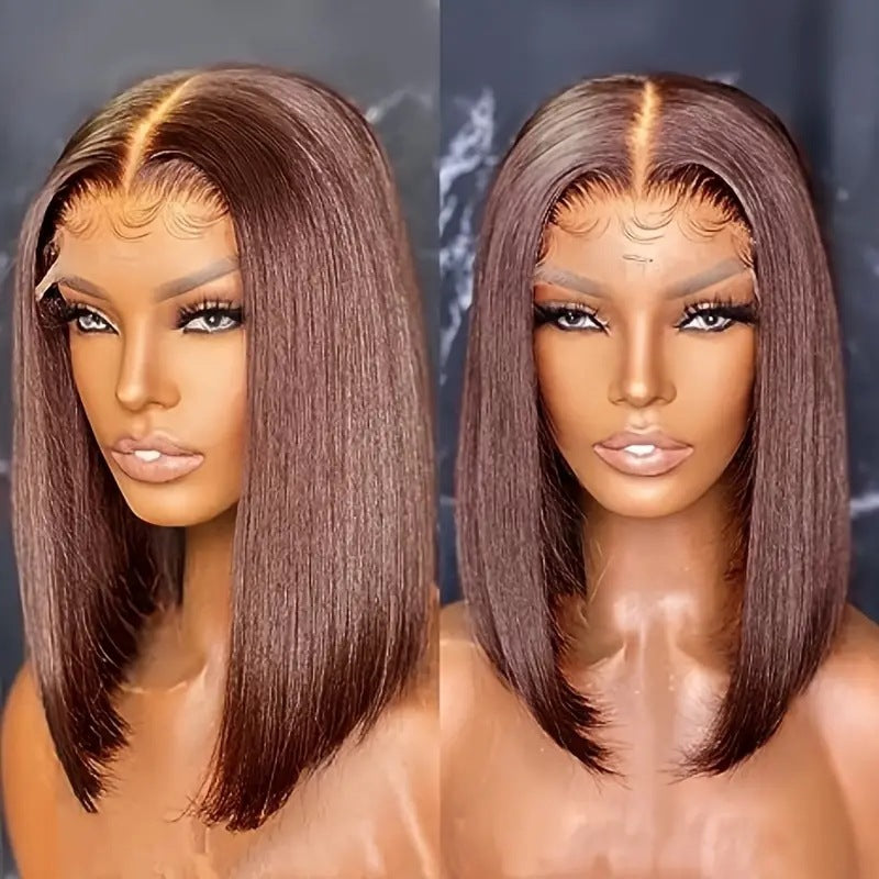Shangqian Lace Trim Golden Middle Parted Bangs Perruque pleine tête