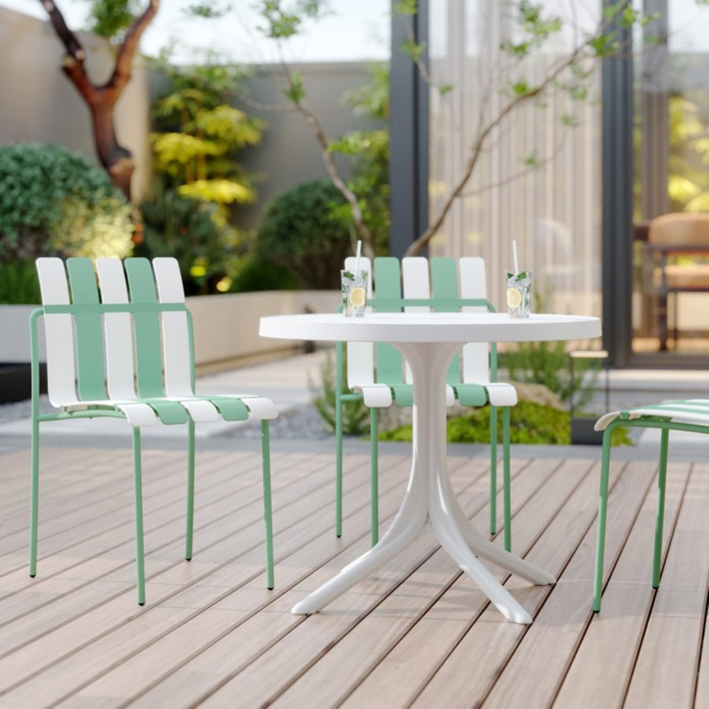Summer- 4-Pack Chaises de bloc de couleur rayé moderne - Siège PP étanche et jambes en métal robuste
