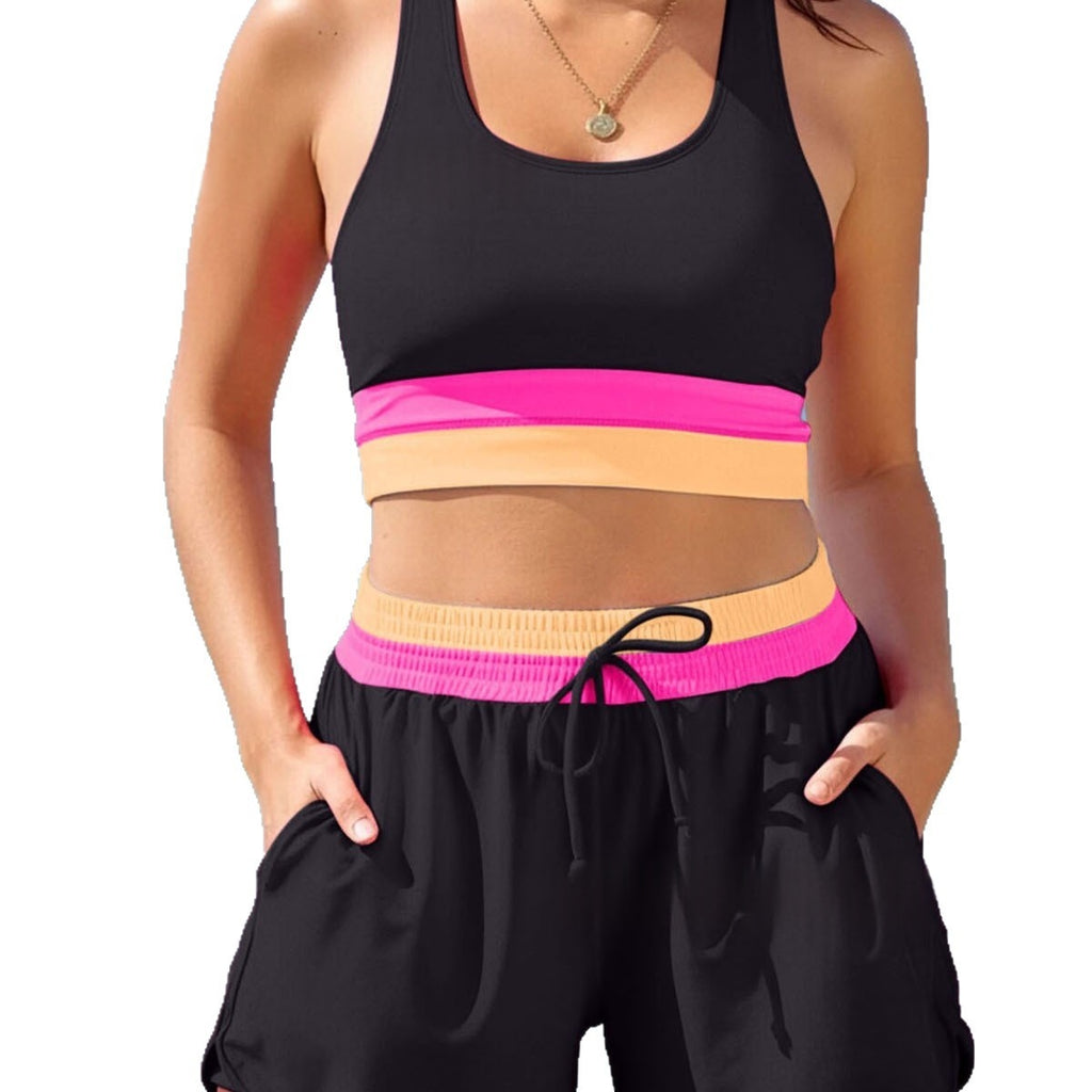 Maillot de bain deux pièces pour femmes Color-block