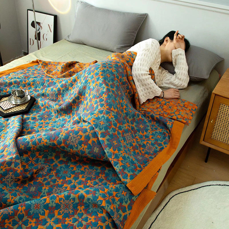 Pure Cotton Light Luxury Fil de trois couches Multi-fonctionnel Couverture Cotton Summer Qui