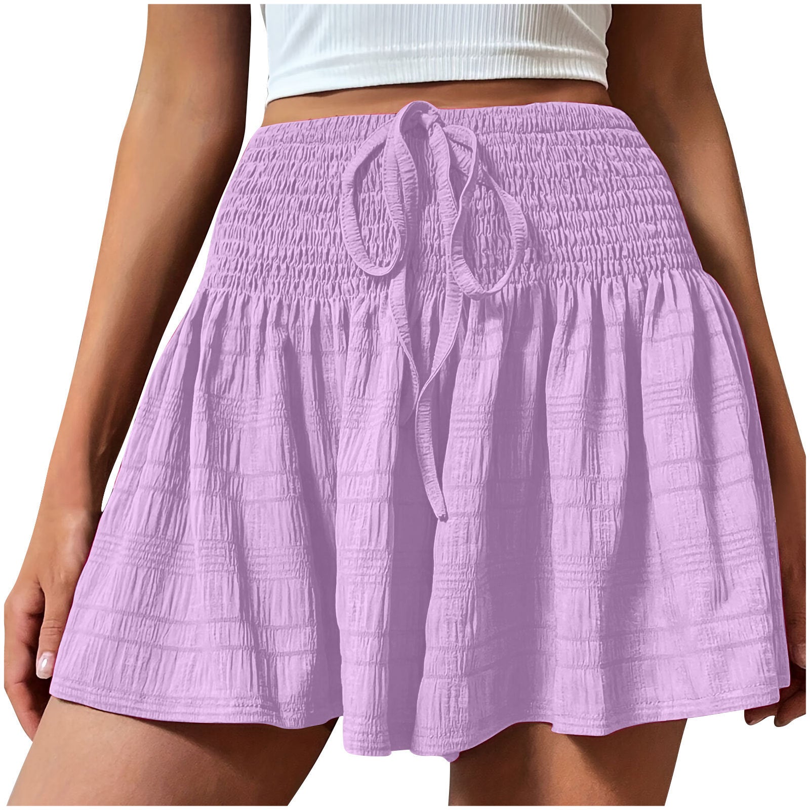 Style européen Femmes S S Stretch taille courte jupe Casual Pantalons Été Mode Solid Couleur D