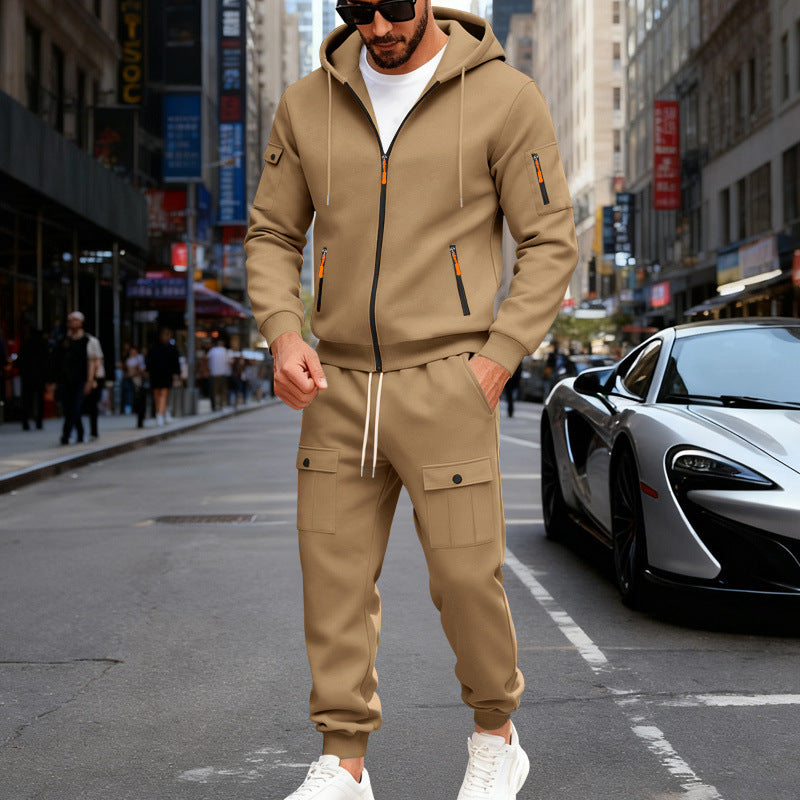 Men's fleece tracksuit, baggy hoodie and pants set