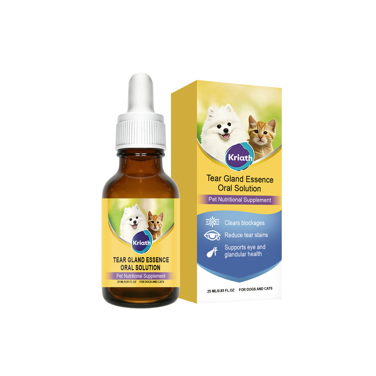 Kriath Pet Eye Oral Liquid Gentle Formula garde les yeux propres