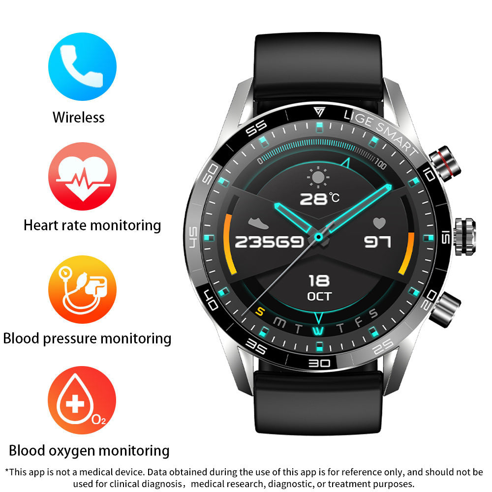 Smartwatch Bluetooth multifonctions pour les hommes avec pression artérielle et surveillance de la fréquence cardiaque