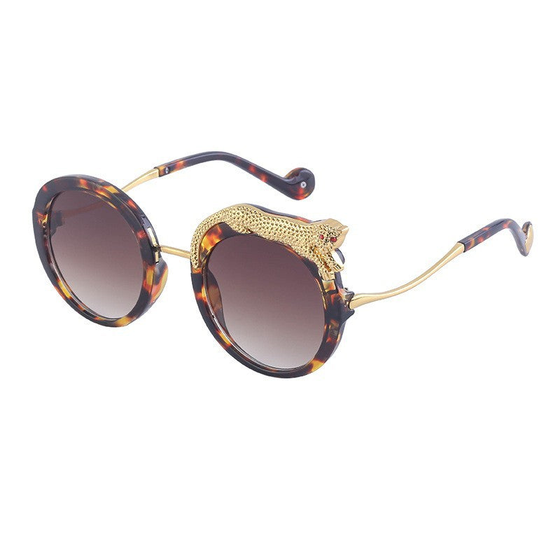 Anti-blue light glasses for women with leopard head and diamond embellishments