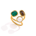 Tigers Eye Pierre naturelle Acier inoxydable Non-Fading Titanium Anneau