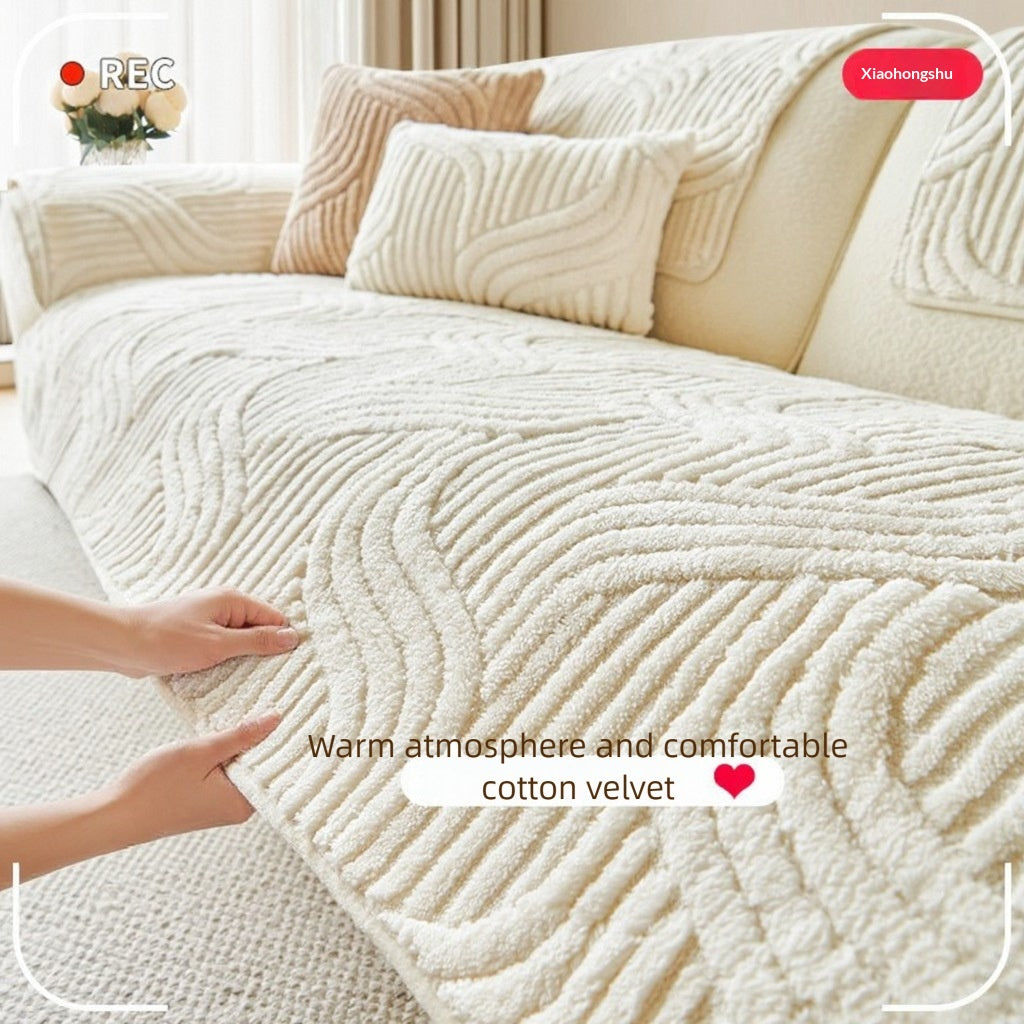 Coussin de canapé en peluche couleur crème - Épaisseur Coussin d'automne non glissant