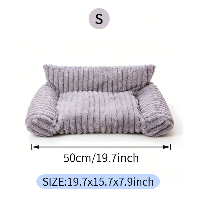 Mignon Couch Cat pour les animaux de compagnie - Lits de chat fluffy avec polaire Corduroy Premium