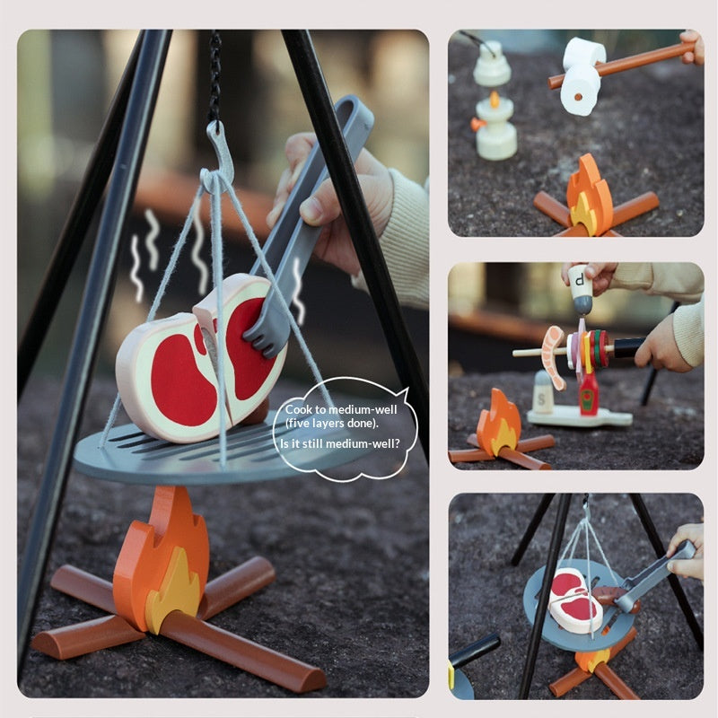 Jouet de camping en bois BBQ pour enfants
