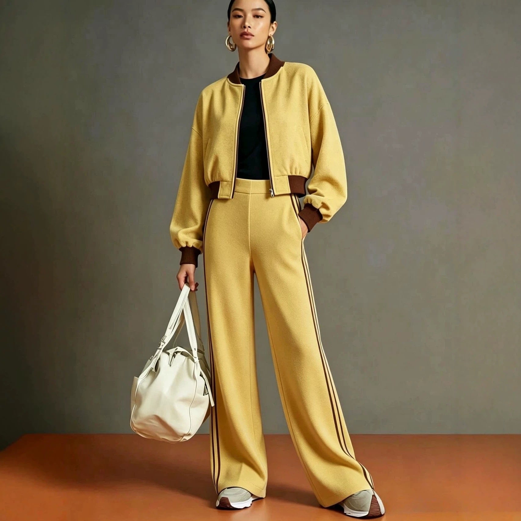 Veste et pantalons casual deux pièces pour femmes