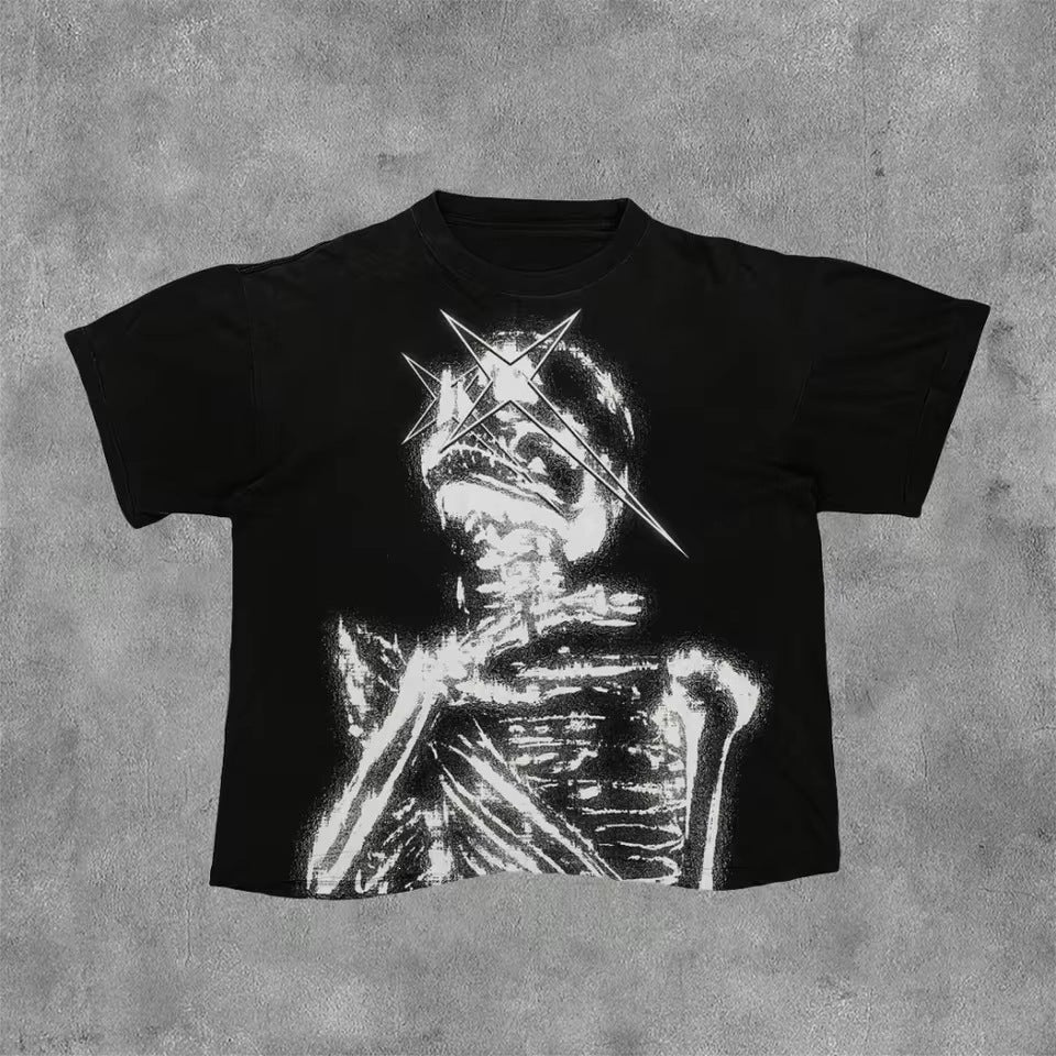 T-shirt imprimé en coton rétro pour hommes