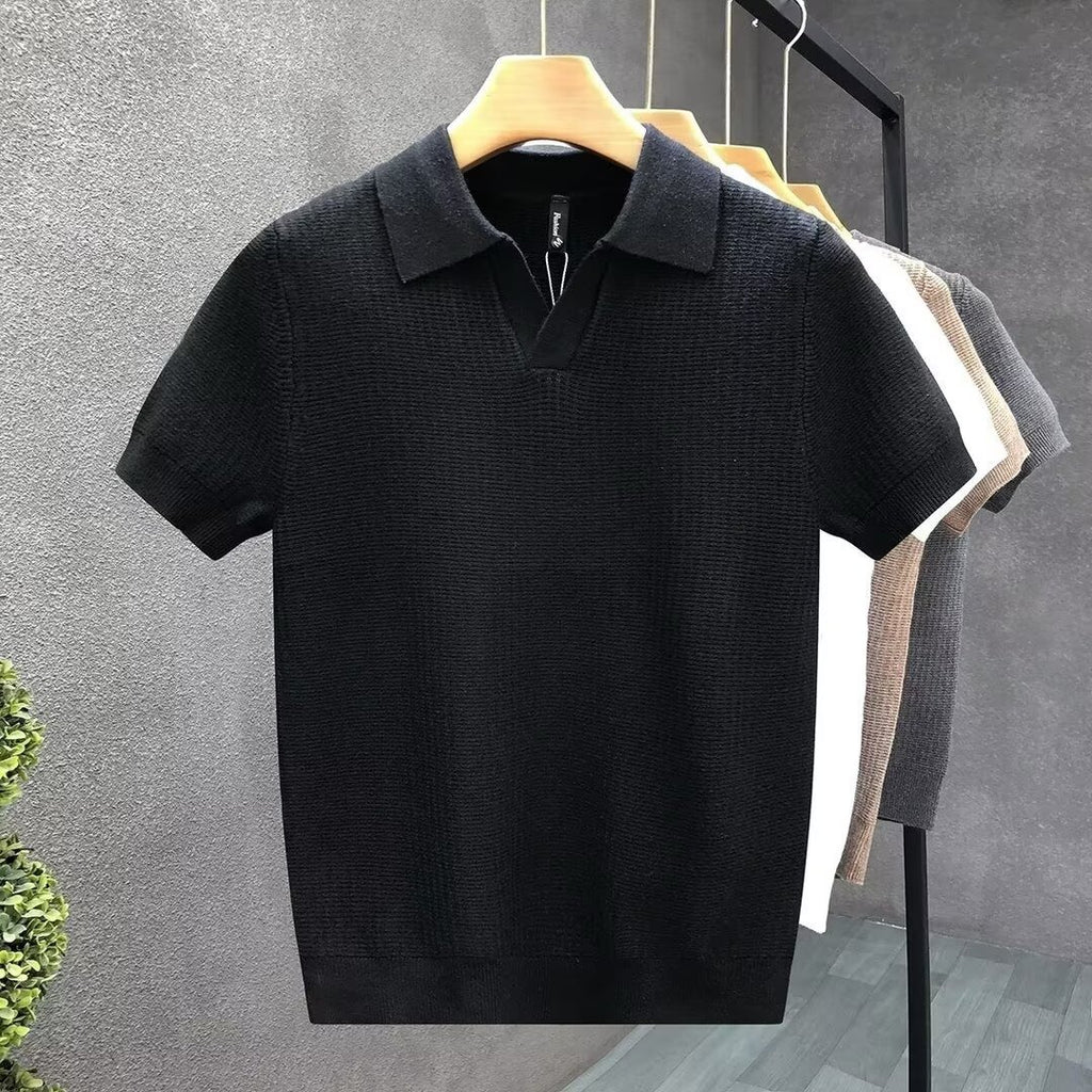 Chemise de base tricotée à manches courtes Slim-Fit élégant