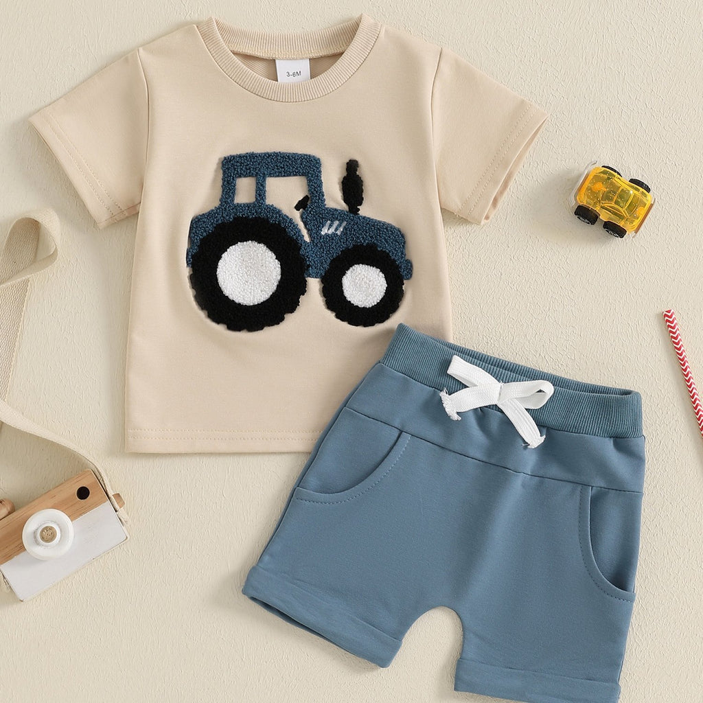 Garçons tout-petits Outfits d'été Camion Brodé Col rond
