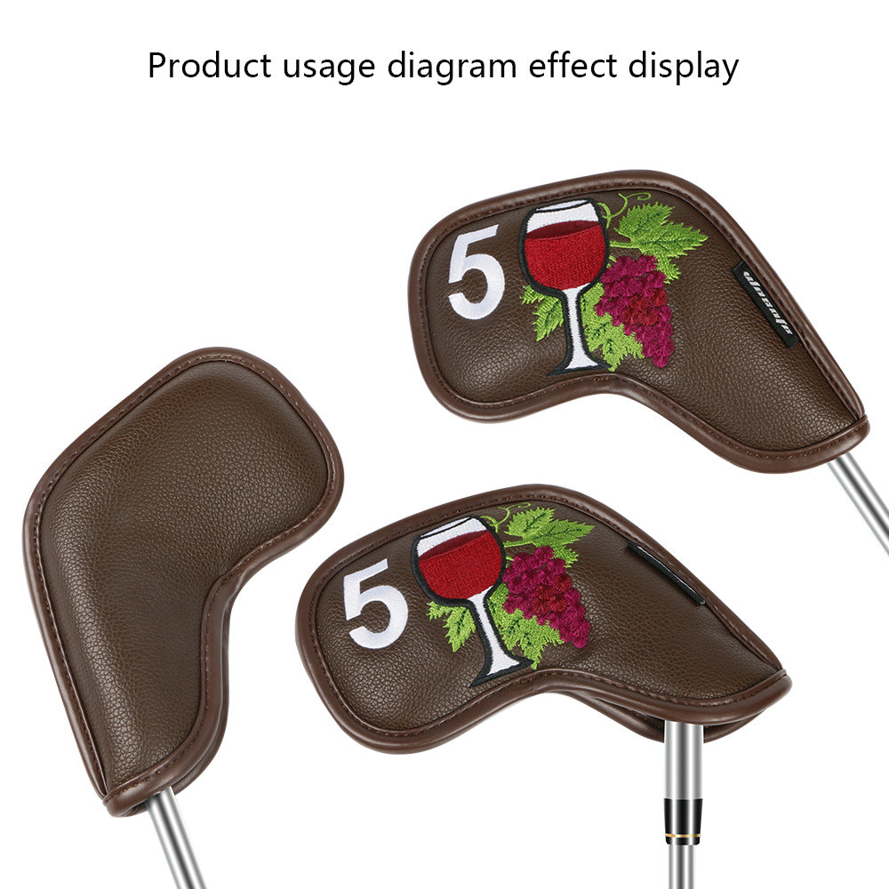 Golf Iron Rod Sleeve Ball Arm Cap en verre de vin Motif haut de gamme Pu Rod Head Protective Cover