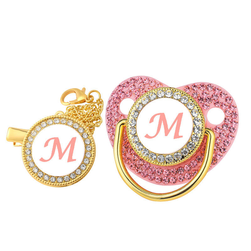 Diamond Baby Silica Gel Pacifier bébé avec diamant 26 lettres anglaises