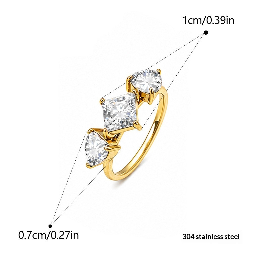 Anneau de titane en acier inoxydable Zircon pour femmes
