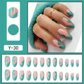 Fil d'or Wave-pattern Patchwork Les ongles prêts à porter