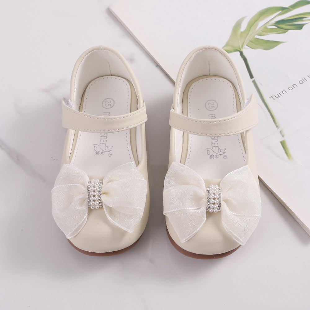 Chaussures Princesse PU en cuir Bow Flower Girl