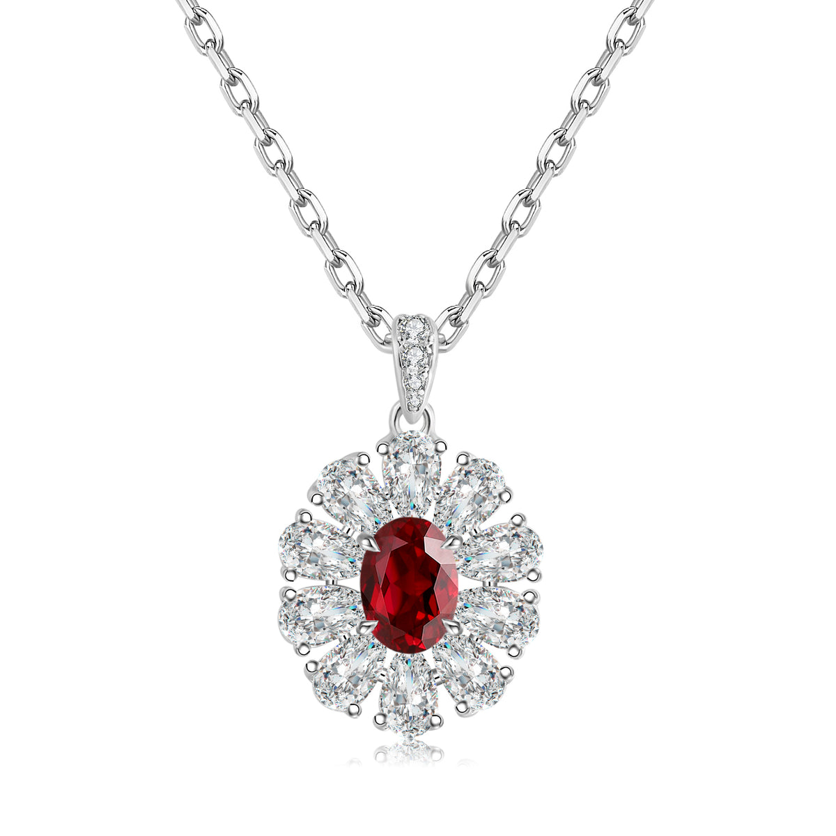 S925 Argent 4.0g Collier de pierre gemme créé en laboratoire